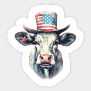 4th of July Cow Portrait Sticker